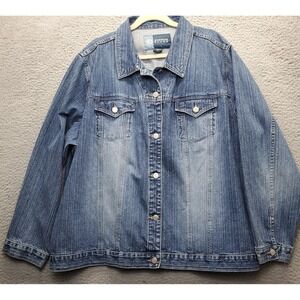 Avenue Blues Jean Trucker Jacket Women 26/28 Blue Denim Medium Wash Button Front